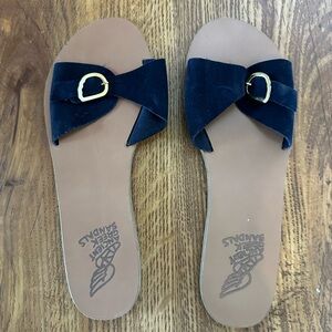 Ancient Greek Navy Suede Sandals